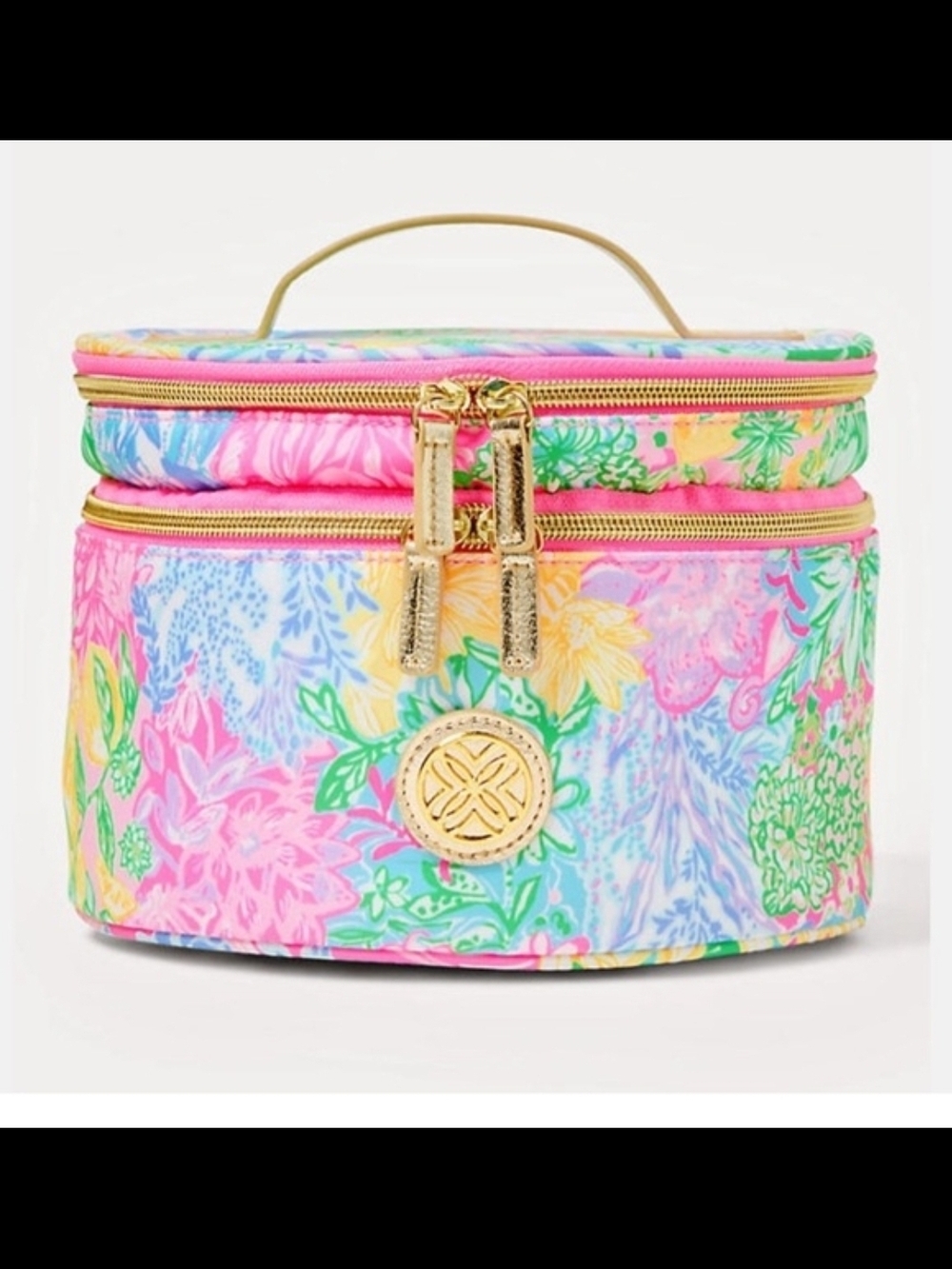 Lilly Pulitzer Pink Multicolor Floral Cosmetic Train Case